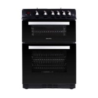 GRADE A3 - electriQ 60cm Dual Fuel Cooker with Double Oven - Black