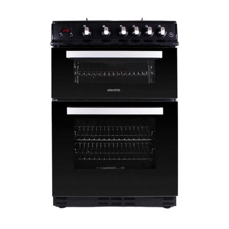 GRADE A3 - electriQ 60cm Dual Fuel Cooker with Double Oven - Black