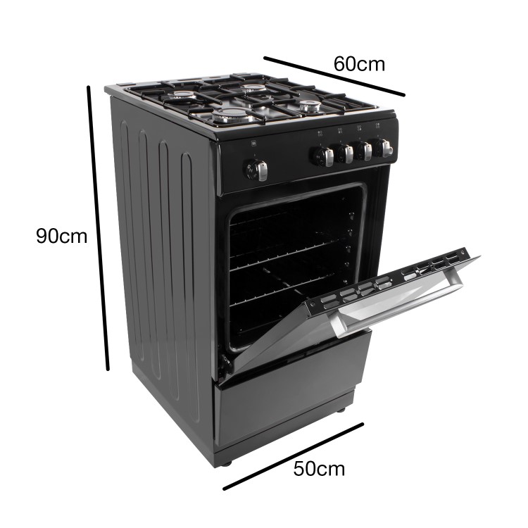 GRADE A3 - electriQ 50cm Gas Cooker with Single Oven in Black