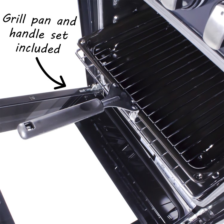 GRADE A3 - electriQ 50cm Gas Cooker with Single Oven in Black
