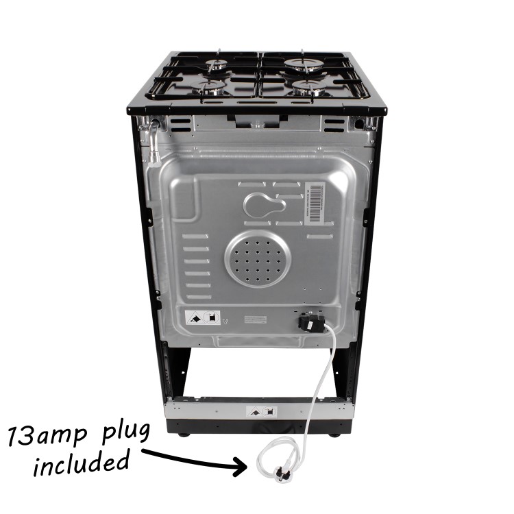 GRADE A3 - electriQ 50cm Gas Cooker with Single Oven in Black