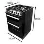 GRADE A3 - electriQ 60cm Double Oven Gas Cooker Black