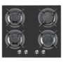 electriQ 60cm 4 Burner Gas On Glass Hob - Mirrored Black Glass 