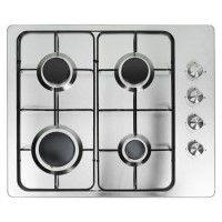 GRADE A2 - electriQ 60cm Stainless Steel 4 Burner Gas Hob