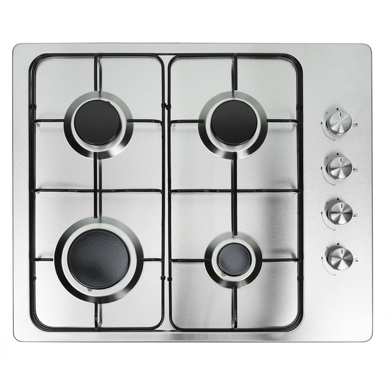 GRADE A2 - electriQ 60cm Stainless Steel 4 Burner Gas Hob