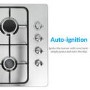 GRADE A2 - electriQ 60cm Stainless Steel 4 Burner Gas Hob