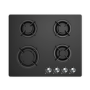 GRADE A2 - electriQ 60cm Black Glass on Gas Hob 4 Burner Gas Hob