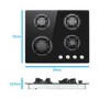 GRADE A1 - electriQ 60cm Black Glass on Gas Hob 4 Burner Gas Hob