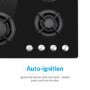 GRADE A1 - electriQ 60cm Black Glass on Gas Hob 4 Burner Gas Hob