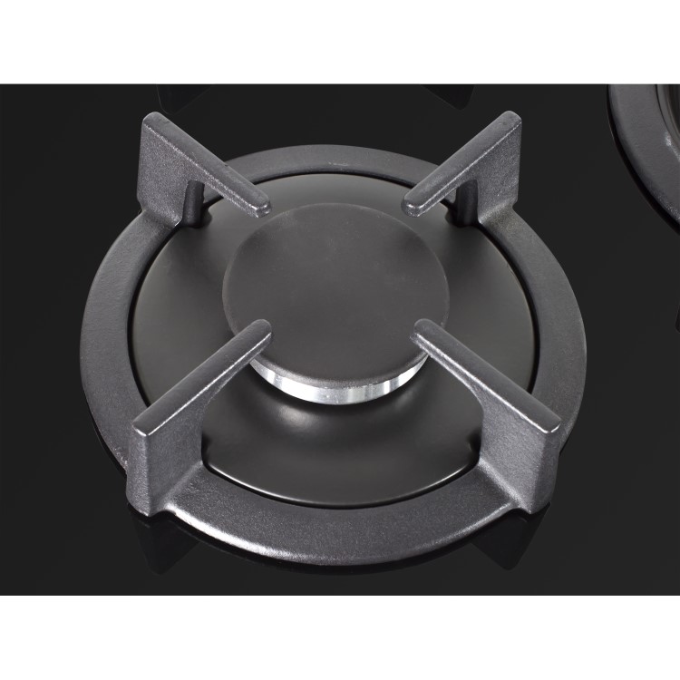 GRADE A1 - electriQ 70cm Black Glass on Gas 5 Burner Hob
