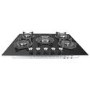 GRADE A1 - electriQ 70cm Black Glass on Gas 5 Burner Hob