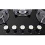 GRADE A1 - electriQ 70cm Black Glass on Gas 5 Burner Hob