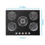 electriQ 70cm Black Glass on Gas 5 Burner Hob
