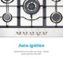 electriQ 75cm 5 Burner Gas Hob - Stainless Steel