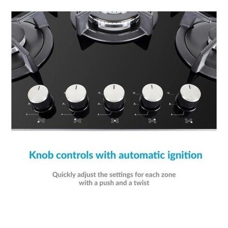 GRADE A1 - electriQ 70cm Gas On Glass Hob in Black
