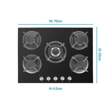 GRADE A1 - electriQ 70cm Gas On Glass Hob in Black