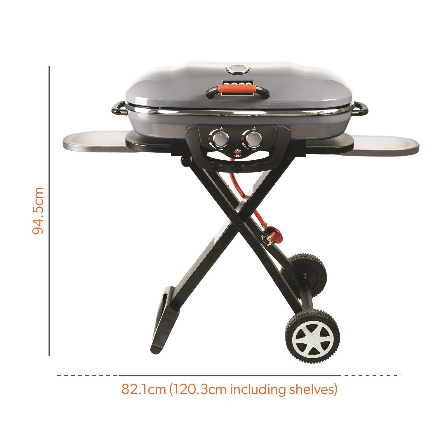 Boss Grill Deluxe - 2 Burner Gas BBQ Grill with Trolley - Grey | electriQ