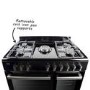 electriQ 90cm Dual Fuel Double Oven Range Cooker Black