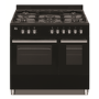 electriQ 90cm Dual Fuel Double Oven Range Cooker Black