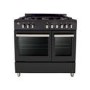 electriQ 90cm Dual Fuel Double Oven Range Cooker Black