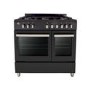 GRADE A3 - electriQ 90cm Dual Fuel Double Oven Range Cooker Black