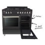 electriQ 90cm Dual Fuel Double Oven Range Cooker Black