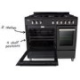 GRADE A3 - electriQ 90cm Dual Fuel Double Oven Range Cooker Black