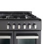 electriQ 90cm Dual Fuel Double Oven Range Cooker Black