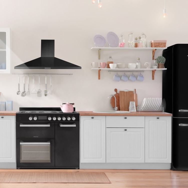 electriQ 90cm Dual Fuel Triple Cavity Range Cooker - Black