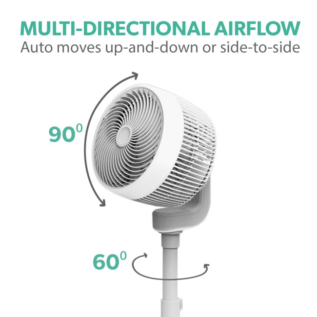 Levoit Standing Fan For Bedroom, CirculAir 120° Oscillating, Quiet 20dB, 9 Speeds, 4 Modes, DC Motor, 2 In 1 Pedestal & Tabletop, 82ft, Remote Control, Sensor, 9H Timer, 908CFM Ultra-High Airflow