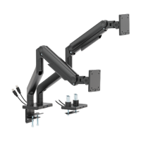 Box Opened electriQ Dual Premium Monitor Arm with USB A/C Ports For Up to x2 45" Screen