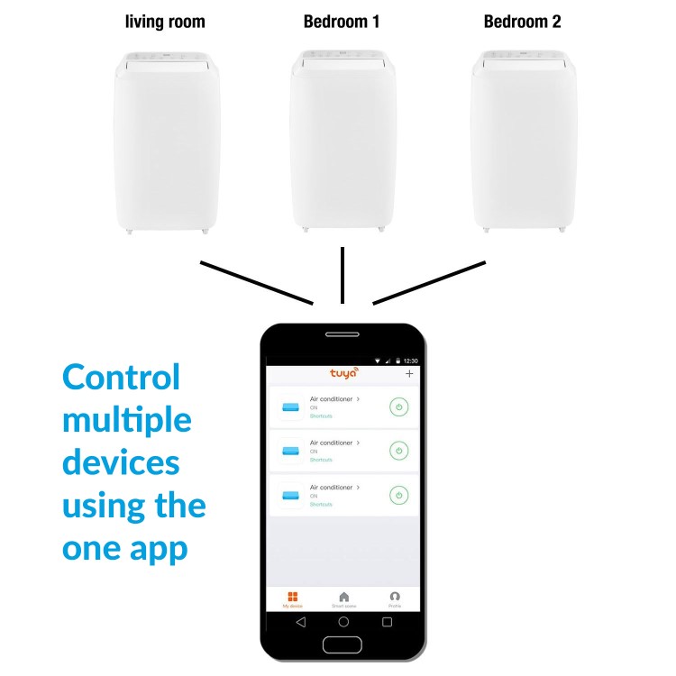 GRADE A2 - electriQ 12000 BTU SMART WIFI App-controllable  Portable Air Conditioner with heatpump for rooms up to 30 sqm - Alexa Enabled