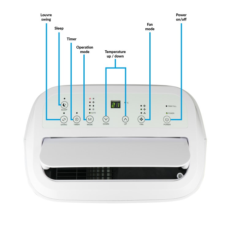 GRADE A2 - electriQ 16000 BTU 4.6 Kw Portable Air Conditioner with Heat Pump up to 42 sqm