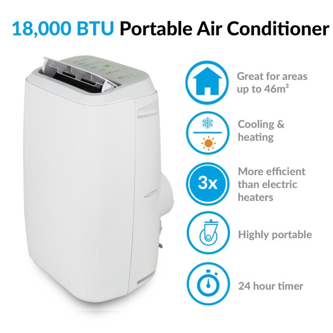 electriQ 18000 BTU Portable Air Conditioner with Heat Pump | electriQ