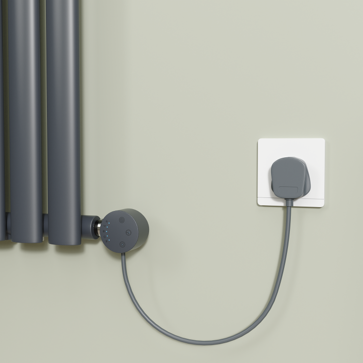 Anthracite electriQ 400W Smart Wi-Fi Thermostatic Heating Element for Electric & Dual-Fuel Radiators and Towel Rails – Plug-In or Hardwired