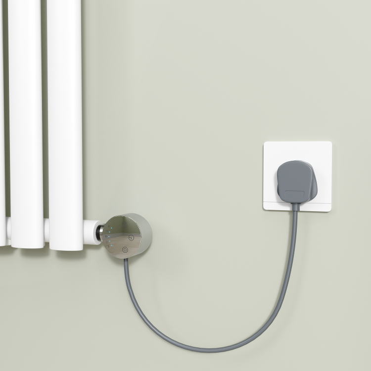 Chrome electriQ 400W Smart Wi-Fi Thermostatic Heating Element for Electric & Dual-Fuel Radiators and Towel Rails – Plug-In or Hardwired