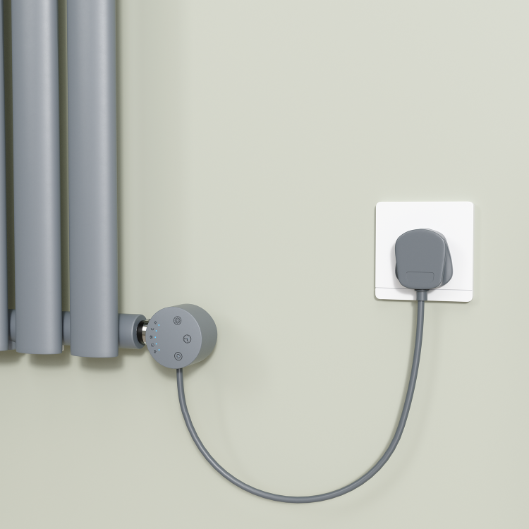 Light Grey electriQ 400W Smart Wi-Fi Thermostatic Heating Element for Electric & Dual-Fuel Radiators and Towel Rails – Plug-In or Hardwired