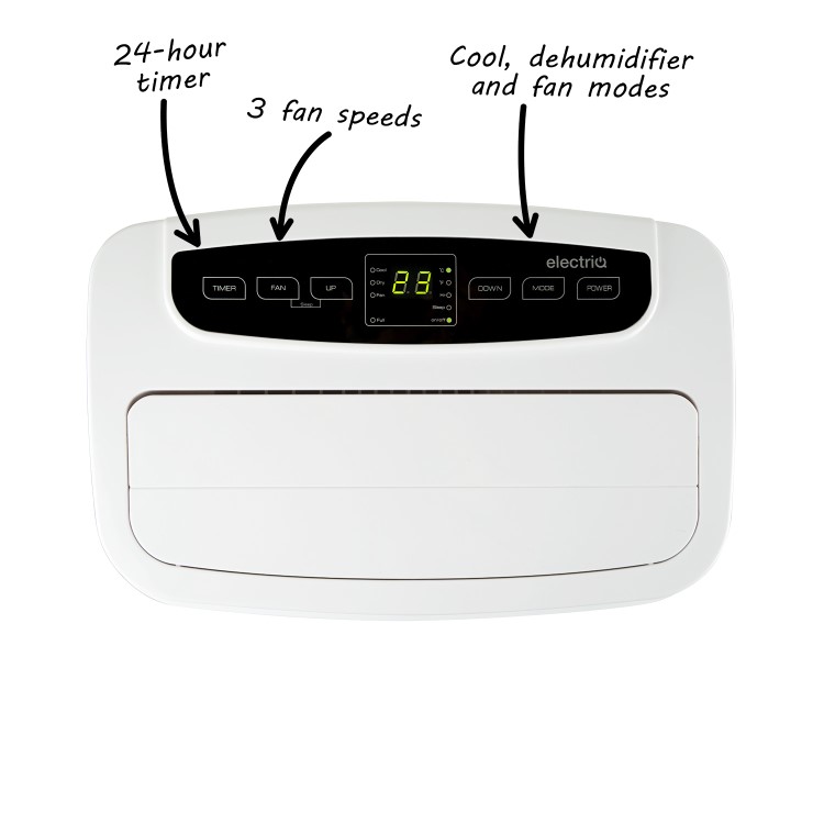 GRADE A3 - electriQ 12000 BTU Quiet Portable Air Conditioner - for rooms up to 30sqm