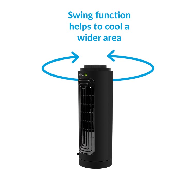 Refurbished electriQ Slim Tower Fan with Oscillation and 3 speed settings Black