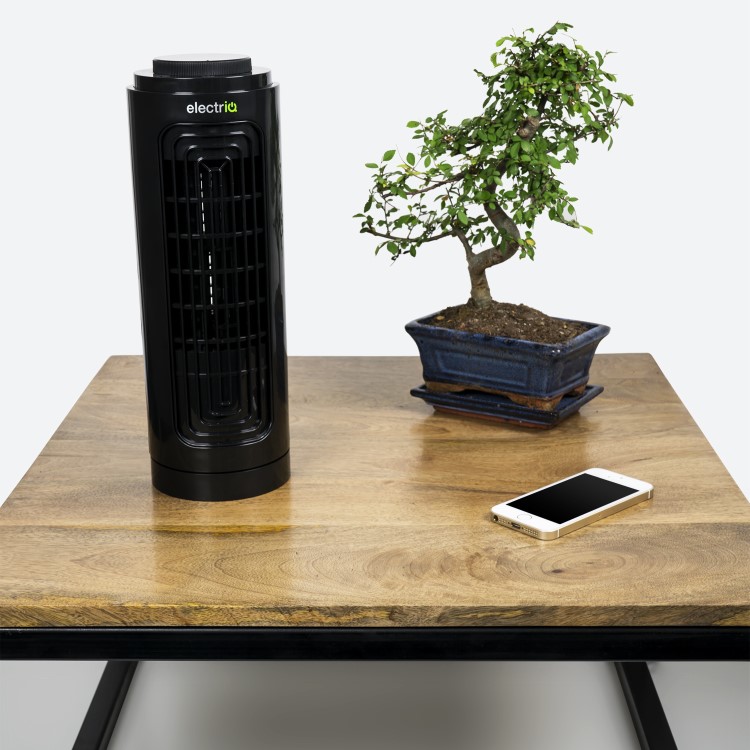 Refurbished electriQ Slim Tower Fan with Oscillation and 3 speed settings Black