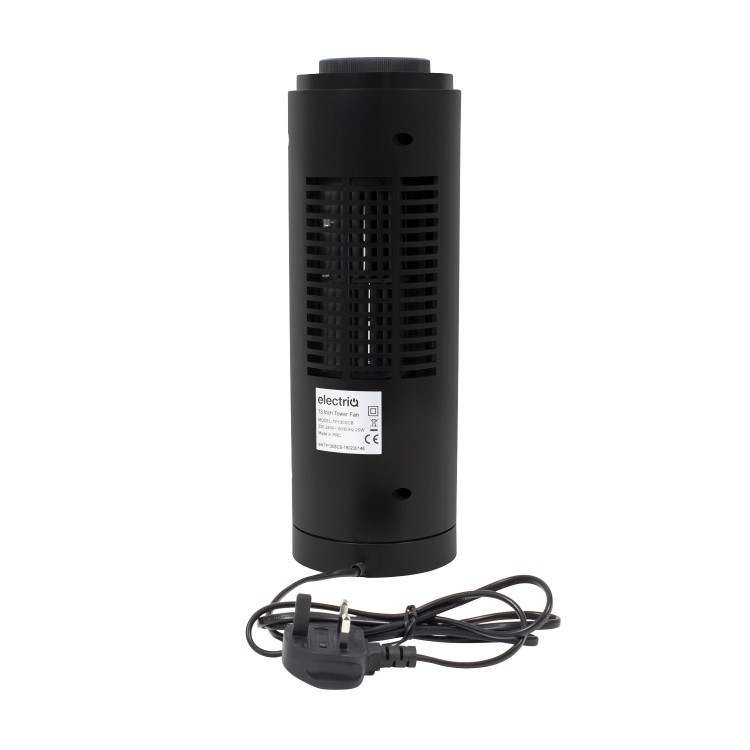 Refurbished electriQ Slim Tower Fan with Oscillation and 3 speed settings Black