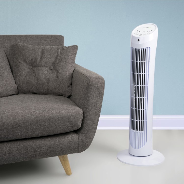 electriQ 29 Inch Oscillating Tower Fan - White