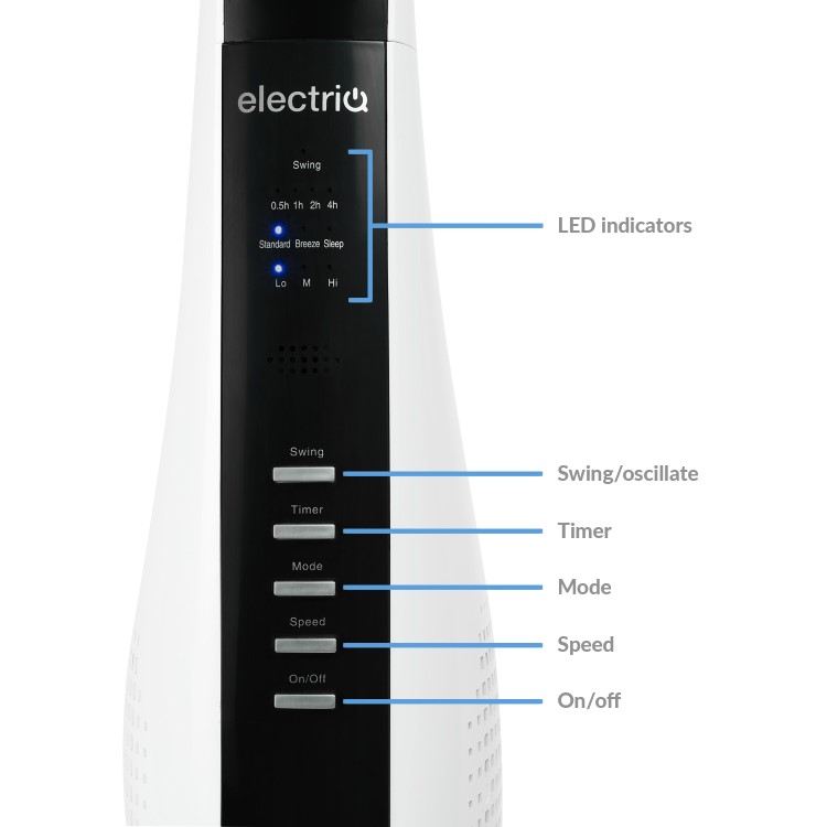GRADE A1 - electriQ 44" Tower Fan with Remote Control 3 Speed Settings Timer & Oscillation Functions