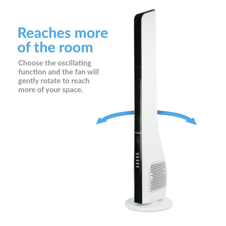 GRADE A1 - electriQ 44" Tower Fan with Remote Control 3 Speed Settings Timer & Oscillation Functions