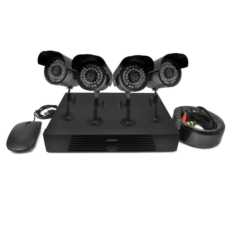 Box Opened electriQ CCTV System - 4 Channel 720p DVR with 4 x 800TVL Bullet Cameras & 1TB HDD