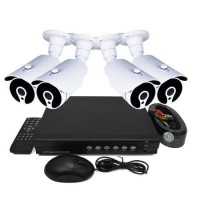 electriQ CCTV System - 4 Channel HD DVR with 4 x 720p Bullet Cameras - Hard Drive Required