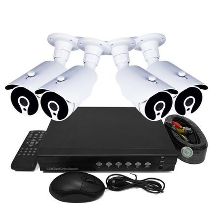 electriQ CCTV System - 4 Channel HD DVR with 4 x 720p Bullet Cameras - Hard Drive Required