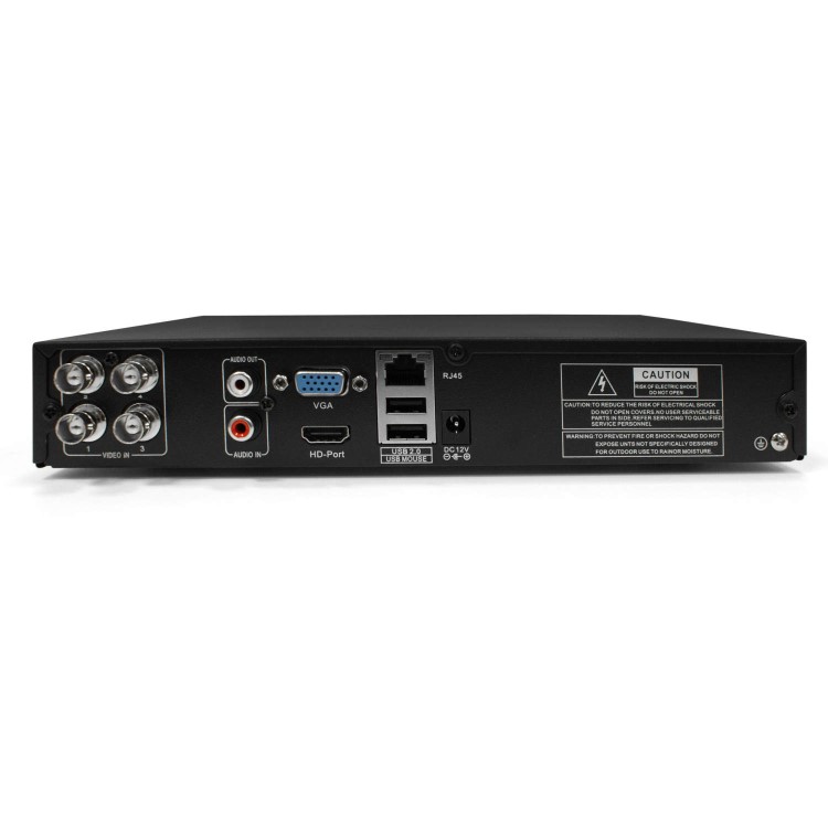 electriQ CCTV System - 4 Channel HD DVR with 4 x 720p Bullet Cameras - Hard Drive Required