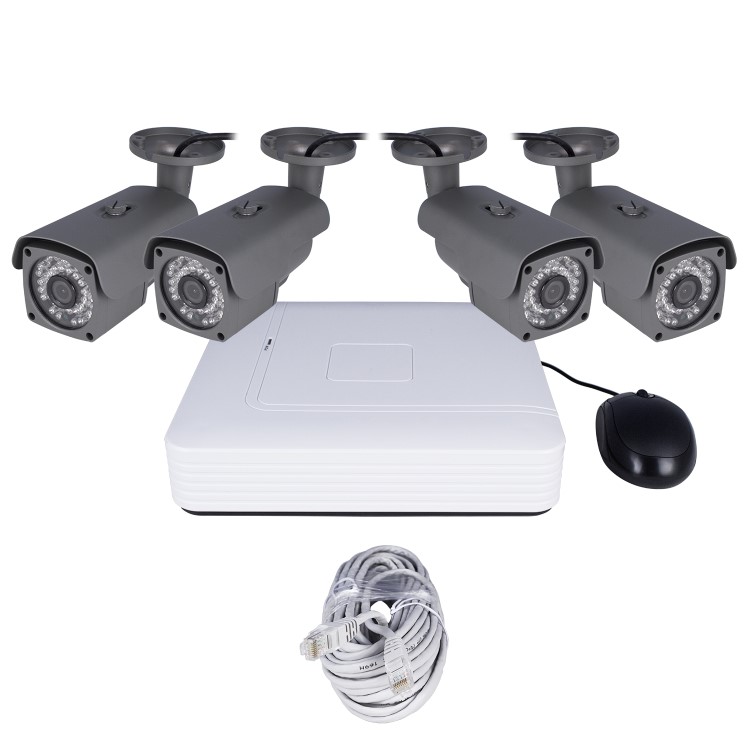 GRADE A1 - electriQ CCTV System - 4 Channel HD 1080p NVR with 4 x 1080p Bullet Cameras & 1TB HDD