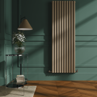 Sorrento Beige grey Vertical Oval Designer Radiator 1800x590mm Double Panel 6229 BTU